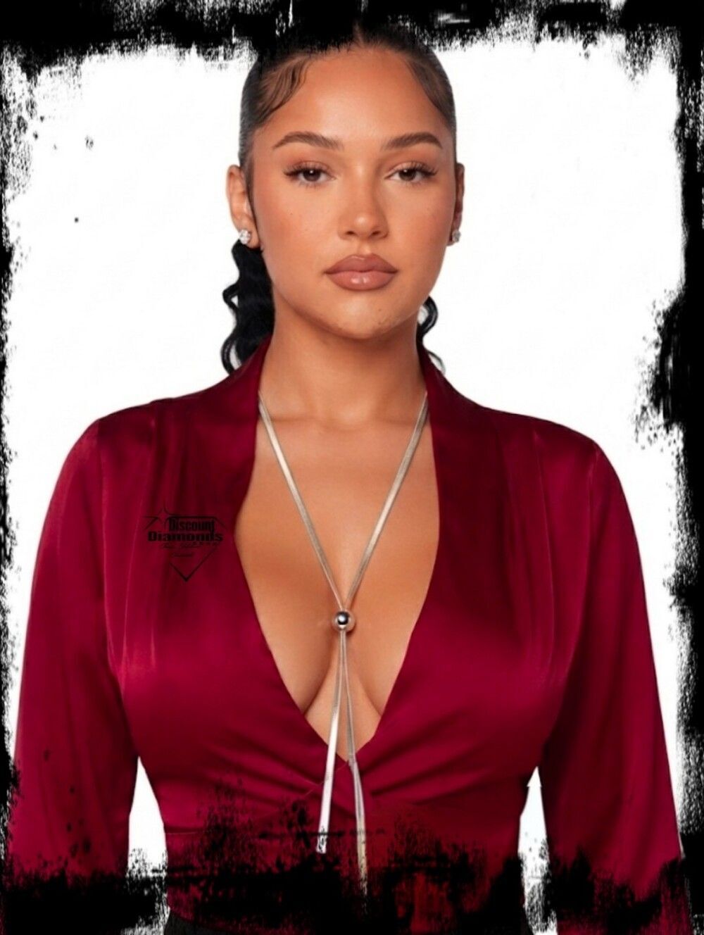 Lariat Necklace (Slider) Silver Titanium on Stainless Steel